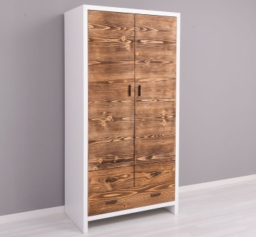 Dulap cu 2 usi si 3 sertare Rustic Olala, lemn masiv + mdf, 100 x 55 x 200 cm - Img 4