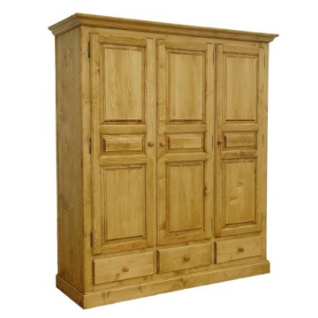 Dulap dormitor cu 3 usi si 3 sertare lemn masiv, Inka Flaveur, 179 x 61 x 202 cm - Img 2