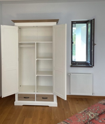 Dulap dormitor Mont Blanc 2 usi si 2 sertare lemn masiv, 119 x 61 x 220 cm - Img 5
