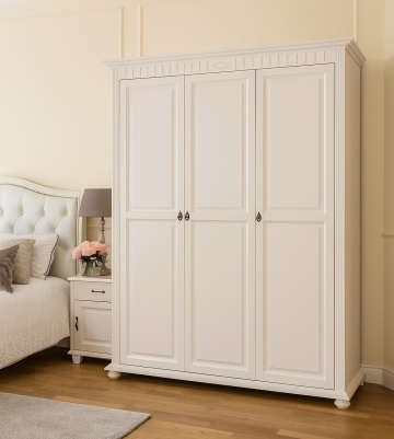 Dulap dormitor Noblesse cu 3 usi, Lemn Masiv, 170 x 60 x 210 cm, Alb - Img 1
