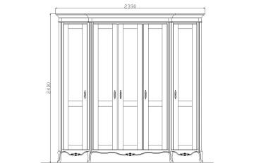 Dulap Dressing cu 5 usi dormitor Andra, lemn masiv, 240 x 60 x 240 cm - Img 5