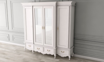 Dulap Dressing Lemn Masiv Bergamo cu 4 usi, 257.5 x 60 x 245 cm - Img 2