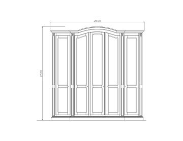 Dulap Dressing lemn masiv dormitor Treviso cu 5 usi, 258 x 66 x 257 cm - Img 4