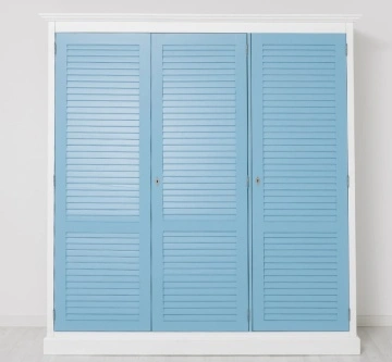 Dulap Mediterana Blue lemn masiv cu 3 usi, 194 x 59 x 200 cm