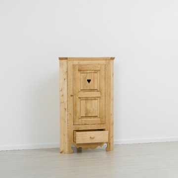 Dulap rustic de colt Rustik, 1 usa si 1 sertar, lemn masiv 95 x 57 x 150 cm - Img 3