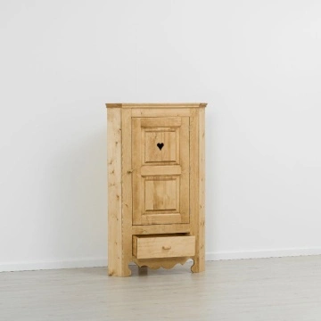 Dulap rustic de colt Rustik, 1 usa si 1 sertar, lemn masiv 95 x 57 x 150 cm - Img 3