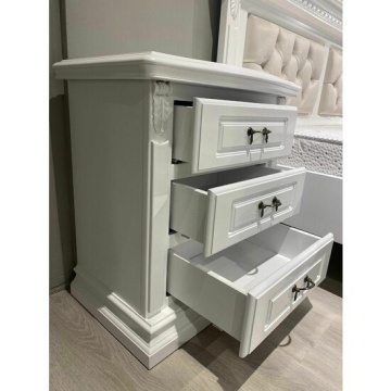 Noptiera dormitor Donatello Classic Stil, 3 sertare, finisaj vopsit alb, 60 x 42 x 68 cm - Img 2