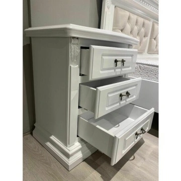 Noptiera dormitor Donatello Classic Stil, 3 sertare, finisaj vopsit alb, 60 x 42 x 68 cm - Img 3