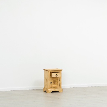 Noptiera dormitor Rustic Alpin lemn masiv, 1 usa si 1 sertar, 42 x 35 x 60 cm - Img 3