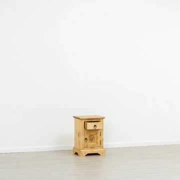 Noptiera dormitor Rustic Alpin lemn masiv, 1 usa si 1 sertar, 42 x 35 x 60 cm - Img 3