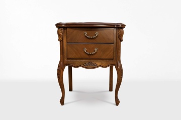 Noptiera Monalisa Classic Stil cu 2 sertare, furnir nuc cu intarsie, 60 x 44 x 72.6 cm - Img 1