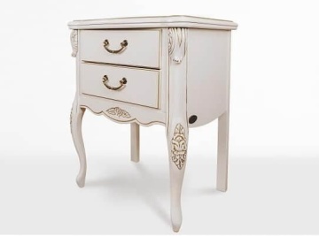Noptiera Monalisa Classic Stil cu 2 sertare, vopsit alb cu patina, 60 x 44 x 72.6 cm - Img 2