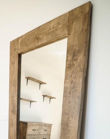 Oglinda Chania, lemn masiv pin, 80 x 4 x 180 cm - Img 5