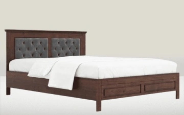 Pat cu tapiterie gri Nocce, Lemn masiv, maro colonial, 90 cm, 140 cm, 160 cm sau 180 x 200 cm - Img 3