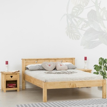 Pat dublu Lemn Masiv Rustic Love, 140 cm, 160 cm sau 180 x 200 cm - Img 1