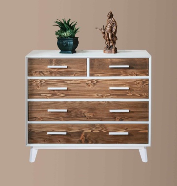 Set mobila dormitor Terra Home, 5 piese, lemn masiv si mdf alb, configurabil - Img 4