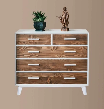 Set mobila dormitor Terra Home, 5 piese, lemn masiv si mdf alb, configurabil - Img 4