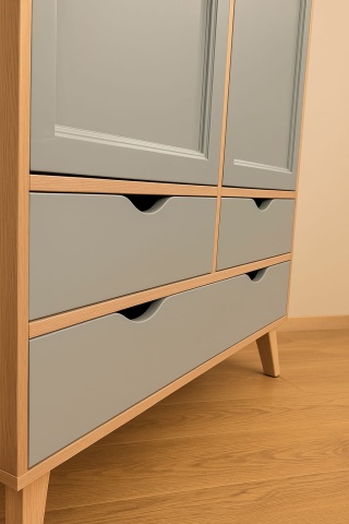 Set Mobilier dormitor Matteo, stil scandinav, dulap, birou si comoda - Img 5