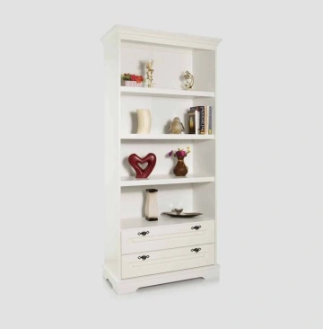 Biblioteca Isabella, lemn masiv, 90 x 42 x 198 cm, alb unt
