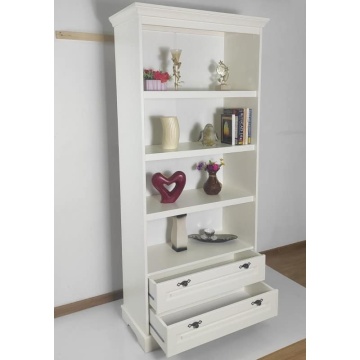 Biblioteca Isabella, lemn masiv, 90 x 42 x 198 cm, alb unt - Img 2