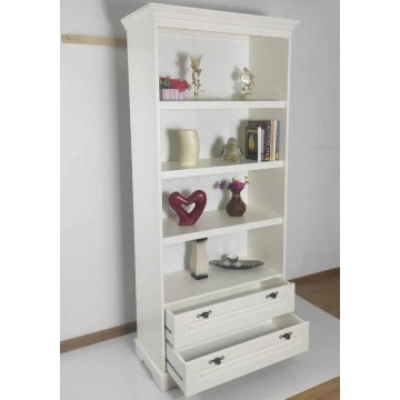 Biblioteca Isabella, lemn masiv, 90 x 42 x 198 cm, alb unt - Img 2