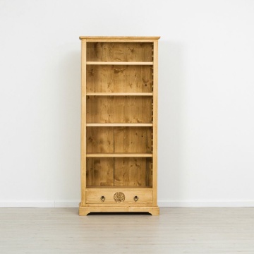 Biblioteca Lemn Masiv Rustic Alpin cu 4 polite reglabile, 90 x 38 x 200 cm - Img 3