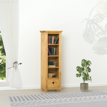 Biblioteca Lemn Masiv Rustic Ana Mini 4 rafturi si 1 sertar, 50 x 43 x 160 cm