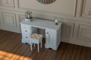 Birou Marsilia cu 1 usa si 2 sertare, lemn masiv, 135 x 54 x 80 cm - Img 3