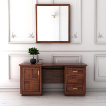 Birou Milano Lemn Masiv furniruit, 1 usa si 3 sertare, 160 x 57 x 76 cm - Img 2