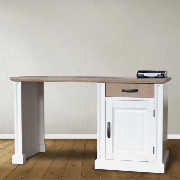Birou Mont Blanc lemn masiv, 1 usa si 1 sertar, 140 x 60 x 78 cm - Img 3