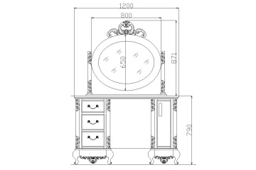Birou Praga cu 1 usa si 3 sertare, Lemn Masiv, 120 x 40 x 79 cm - Img 4