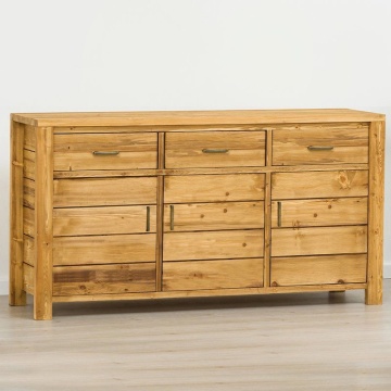 Bufet cu 3 usi si 3 sertare Colibri, Lemn masiv periat, 143 x 46 x 85 cm - Img 2
