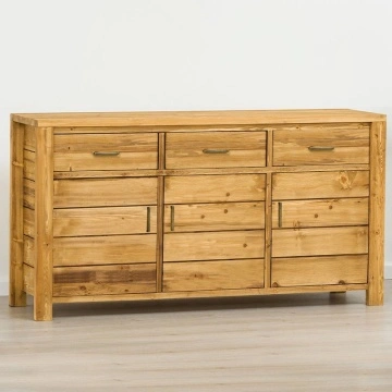 Bufet cu 3 usi si 3 sertare Colibri, Lemn masiv periat, 143 x 46 x 85 cm - Img 2