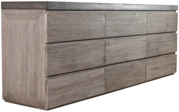Comoda Alaska cu 9 sertare, lemn masiv stejar + microciment, 213 x 51 x 81 cm - Img 2