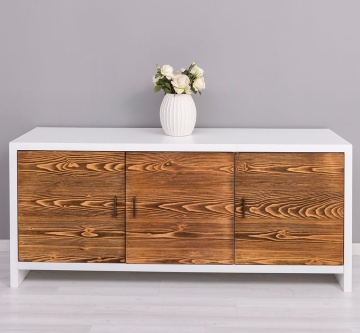 Comoda / Bufet cu 3 usi Rustic Olala, lemn masiv + mdf, 180 x 50 x 78 cm - Img 7