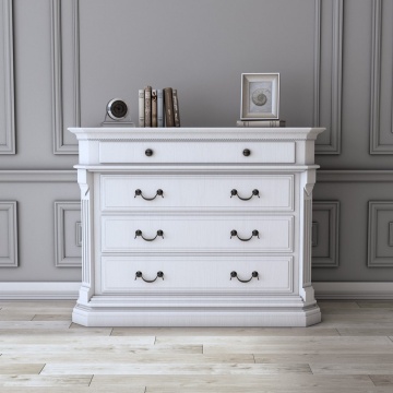 Comoda cu 4 sertare dormitor Siena, lemn masiv, 135 x 55 x 104.7 cm - Img 1