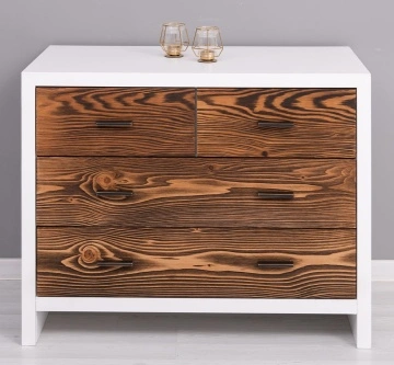 Comoda cu 4 sertare Rustic Olala, lemn masiv + mdf, 100 x 50 x 79 cm - Img 3