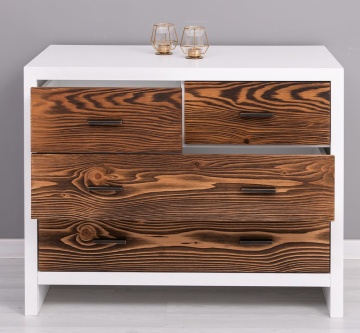 Comoda cu 4 sertare Rustic Olala, lemn masiv + mdf, 100 x 50 x 79 cm - Img 5