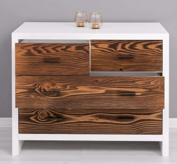Comoda cu 4 sertare Rustic Olala, lemn masiv + mdf, 100 x 50 x 79 cm - Img 5