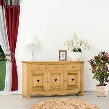 Comoda dormitor Lemn Masiv Rustika cu 3 usi si 3 sertare, 160 x 45 x 92 cm