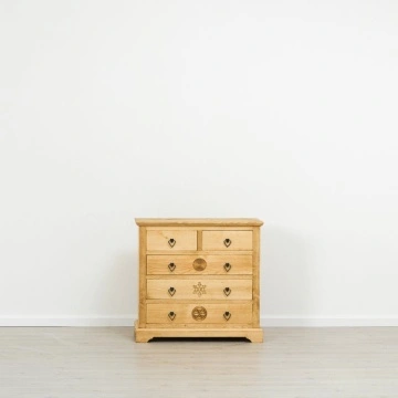 Comoda dormitor Rustic Alpin lemn masiv, 5 sertare, 90 x 46 x 85 cm - Img 4