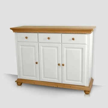 Comoda dormitor Teodora, 3 usi si 3 sertare, lemn masiv, 130 x 47.5 x 100 cm, alb unt/miere - Img 5