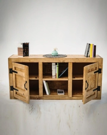 Comoda Equator, lemn masiv pin, 150 x 38 x 80 cm - Img 6