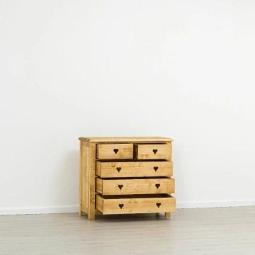 Comoda Lemn Masiv dormitor Rustic Ana cu 5 sertare, 100 x 42 x 89 cm - Img 2