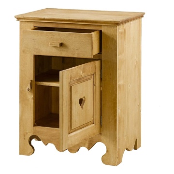 Comoda Rustic Flame cu 1 usa si 1 sertar, Lemn masiv rustic, 65 x 46 x 85 cm - Img 6