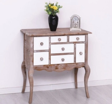 Comoda Shabby cu 7 sertare, lemn masiv, 80 x 48 x 82 cm - Img 6