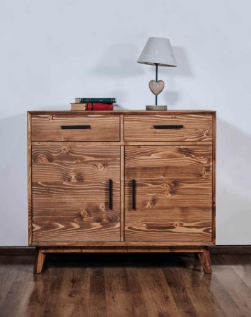 Comoda Terra Home 2 usi si 2 sertare, lemn masiv, 98 x 45 x 85 cm - Img 3