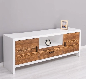 Comoda TV cu 2 usi si 1 sertar Rustic Olala, lemn masiv + mdf, 160 x 40 x 60 cm