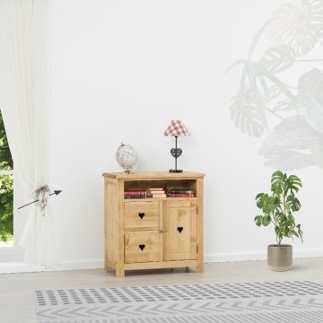 Comoda TV Lemn Masiv dormitor Rustic Ana cu1 usa si 2 sertare, 84 x 42 x 89 cm
