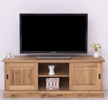 Comoda TV Stejar Wild Country, 2 usi culisante, lemn masiv stejar, 160 x 46 x 60 cm
